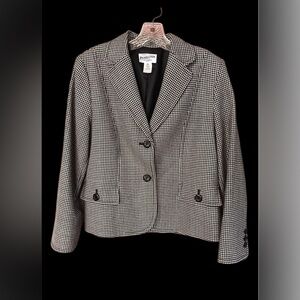 Pendleton VTG Woolen Mills 100%Virgin Wool Houndstooth One Button Blazer Sz M 10